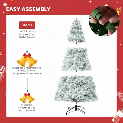 Simple Deluxe 9ft Pre-lit Artificial Christmas Tree, Premium Hinged Spruce Xmas Tree with 600 Warm White Lights for Home/Office/Commercial Holiday Decor, White by Simple Deluxe - Image 4