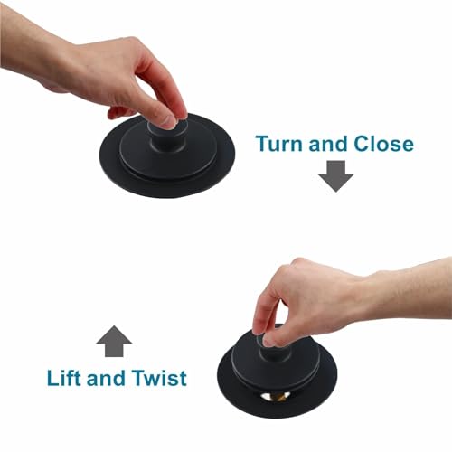 Matte Black Tub Drain and Overflow Kit with Single Hole Overflow Faceplate, Welsan Universal All Metal Lift & Turn Black Bathtub Drain Kit with Fine/Coarse Thread Conversion Twist Trim Kit Assembly by WELSAN - Image 3