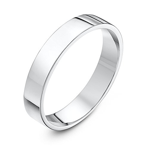 Theia Anillo de Bodas de Oro Blanco, 9k, Unisex, Forma Corte Plano Super Pesado, Pulido 4mm - Tamaño 8.5 Theia Anillo de Bodas de Oro Blanco, 9k, Unisex, Forma Corte Plano Super Pesado, Pulido 4mm - Tamaño 8.5