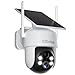 CZEview 4K 8MP Überwachungskamera Aussen Akku Solar, 100% Kabellos, 360° Outdoor Kamera Überwachung, Farb-Nachtsicht, Intelligente Erkennung, 2.4GHz WLAN, IP65 (4K 8MP Weiß und Schwarz)