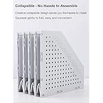 Leven Collapsible Magazine File Holder/Desk Organizer for Office Organization and Storage with 4 Vertical Compartments, Light Grey - Image 3
