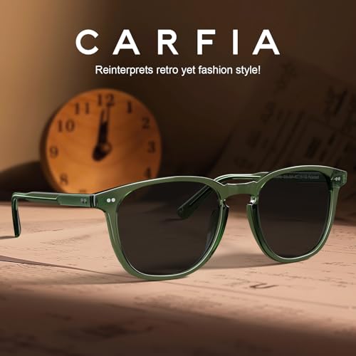 Image of CARFIA Retro Cool Acetate Polarized Sunglasses for Men UV Protection, Outdoor Fashion Driving Eyewears Male Square Sunnies