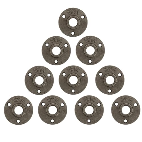 Base de Bride, 10 Pièces Alliage/fonte 3 Trous 65mm DN15 Type Transversal Bride Outil de Quincaillerie de Base de Tuyau galvanisé Filetage Industriel, Raccords de Tuyauterie (fonte)
