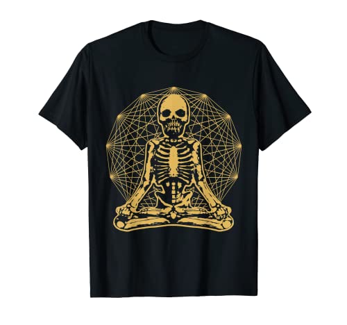 Esqueleto de meditación Halloween Freaky Yoga Om Namaste Regalo Camiseta