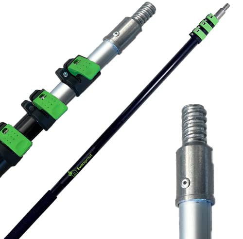 EVERSPROUT 7-to-24 Foot Telescopic Extension Pole (30 Foot Reach) | Heavy Duty, Rust-Resistant Aluminum | 3/4” Thread Tip Works for Twist-On Squeegee, Duster, Paint Roller, Bulb Changer (Pole only) by EVERSPROUT - Used condition - CA$54.31