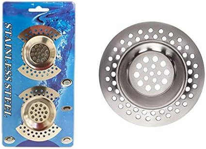 Stainless Steel 2Pcs Kitchen Sink Strainer Plug Standard Dual Function Basket Strainer Drain Protector Sink Waste Stopper Hole Hair Catcher For Kitchen Bathroom Shower Bathtub