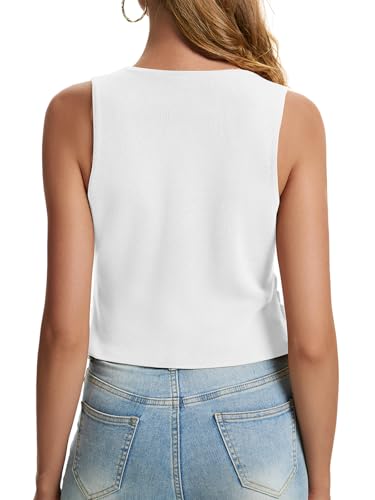 Image of Sweater Vest Women Dressy Button Up Knit Sleeveless Tank Tops Work Business Casual Outfits Summer