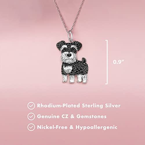 Scamper & Co Dog Breed Pendant Necklace For Women And Girls - Genuine Gemstone And Cubic Zirconia Puppy Charm, Premium Sterling Silver Jewelry Gift For Dog Moms, Real 18K Yellow Gold Or Rhodium Plating, 18 To 20 Inch #TOP4