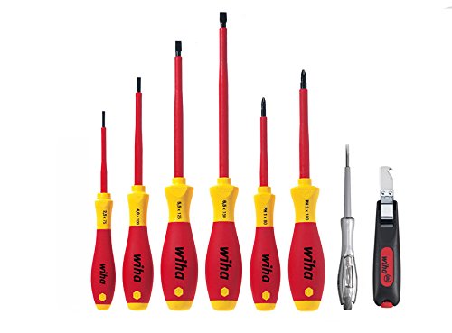 Wiha SoftFinish® VDE Schraubendrehersatz, Schlitz/Phillips - Spannungsprüfer - Kabelmesser- 8-tlg. - 29897