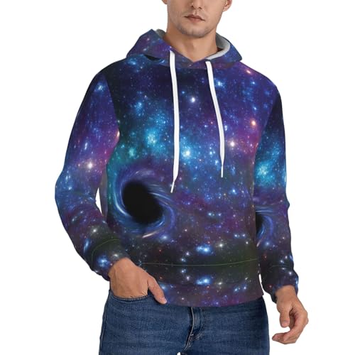 Sweat à capuche unisexe imprimé galaxie avec grande poche centrale casual