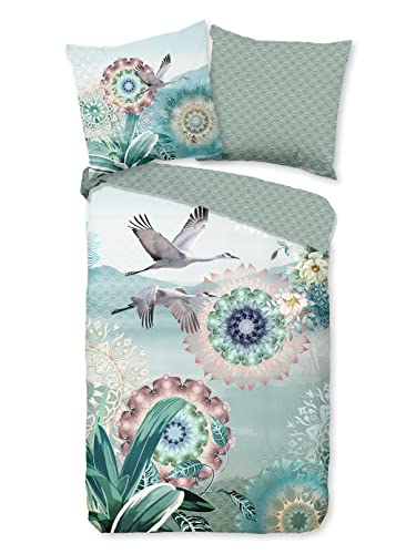 HIP Mako Satin Bettwäsche 2 teilig Bettbezug 155 x 220 cm Kissenbezug 80 x 80 cm Kimora Multi