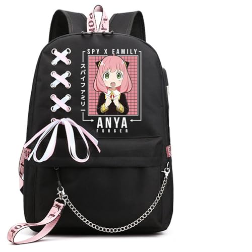 ISaikoy Anime Anya Forger Backpack Bookbag Daypack Laptop Bag School Bag with USB Port 1