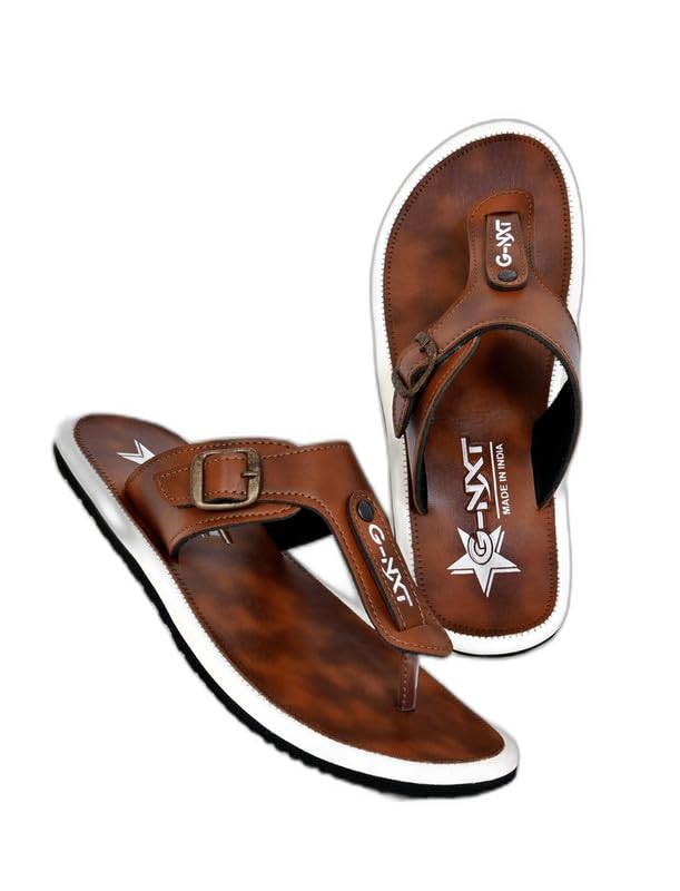 FLIP FLOPS AND SLIPPERS FOR MENS (G-0061_Brown_9)