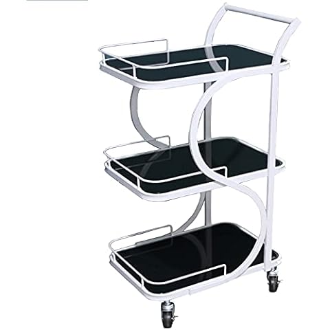 Serving Cart Kitchen Trolley, Household Trolley Nano Gold Process Smooth Countertop for Dining Room, Living Room And Bathroom, 2 Colours (Color : White, Size : 40x54x75CM) Cover