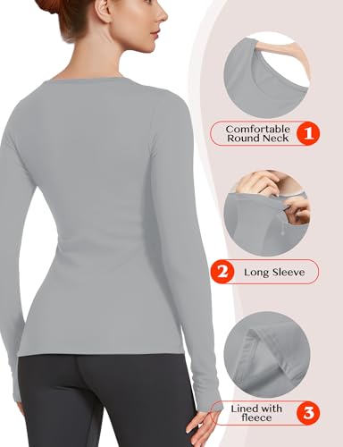 Image of Women's Long Sleeve Thermal Underwear Lightweight Compression Baselayer Shirt Women Clothing Premium Comfort Winter Tops