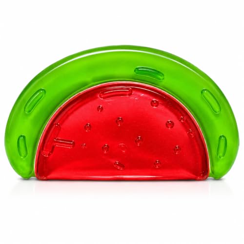 Image of CHICAGOZONE Premium Baby Silicone Teether Ring Toy - BPA Free Soft Teething Toy for Infants, Multi-Texture Sensory Chew Toy, Easy Grip Teether for Babies 3-12 Months, Cute Animal Design (Multicolor) (WATERMELON SHAPE)