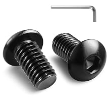 3/8-16 x 1/2 Inch Button Head Socket Cap Bolts Screws,304 Stainless Steel 18-8,Fully Threaded,Black Zinc Plated,with Hex Spanner10Pcs
