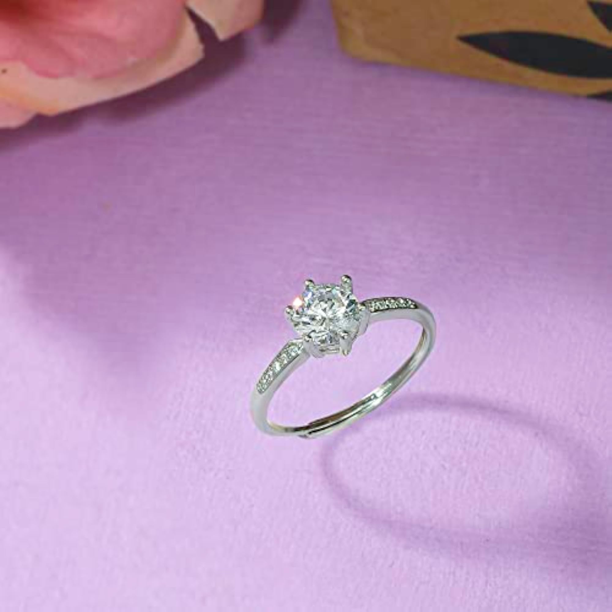 Women's Classic Plated Round Cut Zircon Adorned Ring