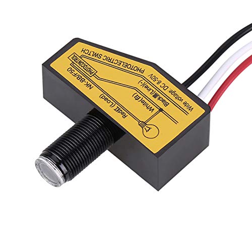 SYH&AQYE Mini Light Switching Sensor, 12V 24V 36V 48V Photocell Sensor Switch Remote Sensor, 8V to 50VDC Mini Light Switching Sensor Energy Saving Remote Photocell Dusk to Till Dawn