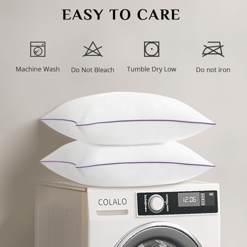 JOLLYVOGUE Conjunto de 2 travesseiros Queen Size, almofadas de cama refrescantes e de suporte com en