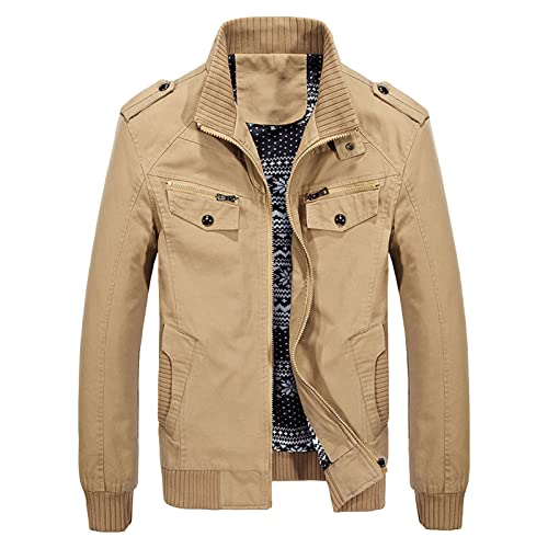 Veste militaire en coton doux pour homme blouson cargo col montant automne hiver