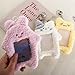 Zhuluck 2Pcs Cute Plush Photocard Holder with Keychain, Cartoon Rabbit Cat Photo Sleeve Cartoon Plush Photo Sleeve Protective Case Photo Albums, Frames Accessories (Pink+White)