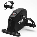 FK Sports Pedal Exerciser, Mini Exercise Bike with Digital Display, Pedal Sit Down Under Desk Bike for Leg Arm Foot, Small Cycle Equipment for Home (Black)