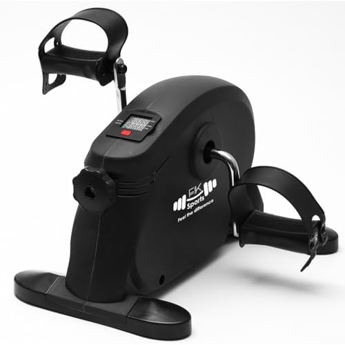FK Sports Pedal Exerciser, Mini Exercise Bike with Digital Display, Pedal Sit Down Under Desk Bike for Leg Arm Foot, Small Cycle Equipment for Home