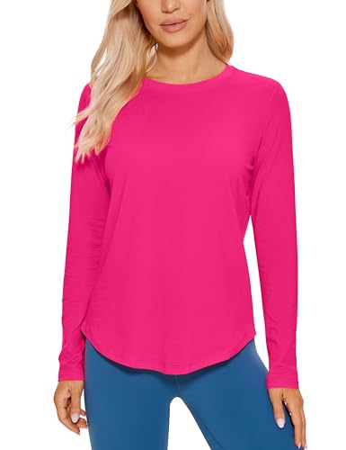 CRZ YOGA Camisas Femininas de Algodão Pima Workout de Manga Comprida Para Mulheres Atléticas Com Gol