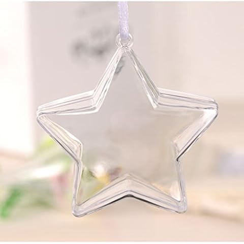 TRIEtree 10Pcs Clear Star Christmas Tree Decorations DIY Plastic Fillable Baubles for Christmas Wedding Party Ornaments Hanging Arts Crafts Cover