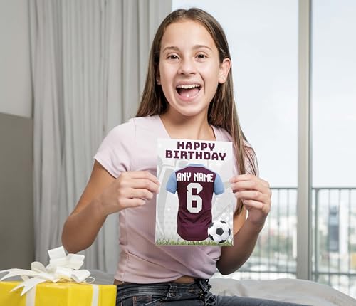 AK Giftshop Personalised Football Birthday Card, Jersey Design, A5 Size, with Green Envelope - Custom With Any Name and Number (West Ham Colours) - Image 6