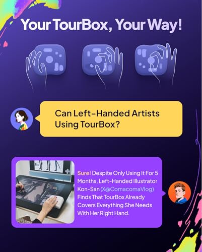 TourBox Lite - Editing Keyboard Compact, Artists Go-to Drawing Macro Keypad, Works with Photoshop, CSP & More, Creative Console Controller with Custom Software, Cable, Travel Bag - Wired Kit