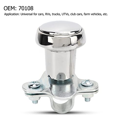 Aramox Steering Wheel Power Knob, Steering Wheel Spinner Knob 70108 Turning Aid Stainless Steel Chrome Plating Universal Automobile Part #TOP3