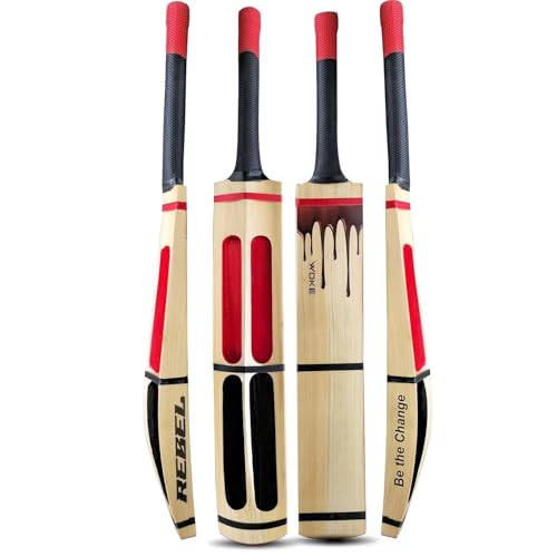 Image of Woke Rebel Premium Kashmir Willow Scoop Cricket Bat, 34 X 4.5 Inches, Full Size, Suitable for Soft /Hard Tennis Cricket Ball, for Kids /Junior /Senior /Boys /Girls & Adults