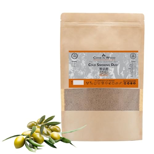 Cook In Wood Serrín de Madera para ahumar de arboles mediterraneos (Dust) 450Gr - Madera Premium de Grado competición para Barbacoa y ahumadores. (Olive)