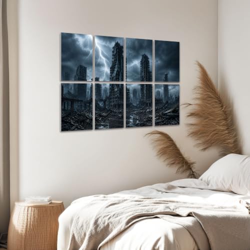 8 Pack de Paneles Acústicos Artísticos para Absorción de Sonido con Diseño de Paisaje Post Apocalíptico Decorativos para Estudio de Grabación en Casa 48"x32" miniatura 6
