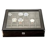 ★ Beachten Sie die Details: Dieses Aufbewahrungsgehäuse für Uhren aus Holz ist leicht zu reinigen.Sie müssen die Vitrine nur mit einem Tuch abwischen.Metallschnallen sind speziell zum Öffnen und Schließen mit einer Hand konzipiert.