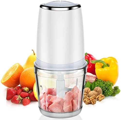 Electric Food Chopper with 2.5 Cup Glass Bowl, Mini Food Processor for Vegetables Meat Fruits Nuts Puree – 2 Speed Kitchen Food Processor With Sharp Blades, 300W