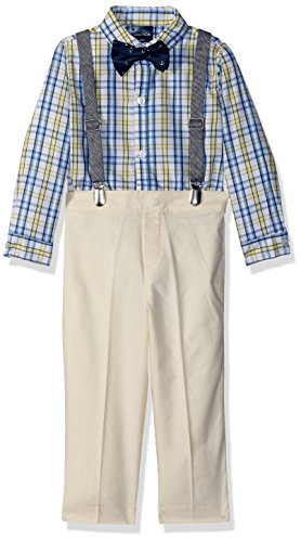 Nautica Baby Boys' Set With Shirt, Pant, Suspenders, And Bow Tie, Oxford Yellow Plaid, 12M #TOP24