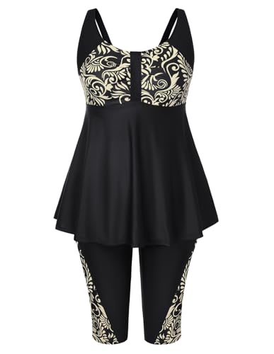 Hanna Nikole Tankini Damen Große Größe Bauchweg Bademode Push Up Tankini Zweiteiliger Set Hohe Taille Sommer Badeanzüge Tankini Oberteil mit Badeshorts 4