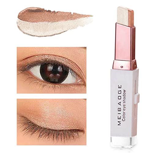 Gradient Two-Color Eye Shadow Stick Glitter Eyeshadow Shimmer Eye Cream Pen Eye Shadow Stick Matte Lazy Eye Shadow Stick (F)