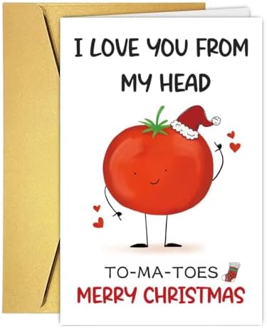 Funny Christmas Card for Him Her, Pun Christmas Card for Husband Wife Boyfriend Girlfriend Dad Mom Parther Spouse, Cute Love You Xmas Gift for Women Men