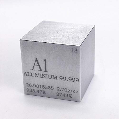 Cube en aluminium (Al) de 25,4 mm avec données chimiques gravées pour collectionneur