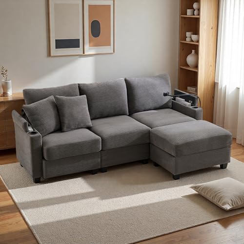 Vepssder Canapé d'angle en L avec Chargeur USB,canapé Convertible...