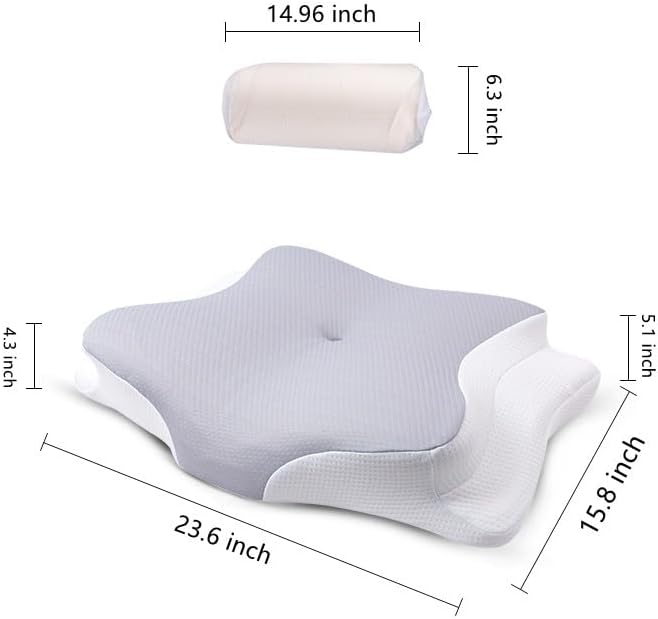 Miniatura 9 de Almohada cervical para aliviar el dolor de cuello, almohada de espuma viscoelástica para dormir de lado y espalda, apoyo avanzado y comodidad,