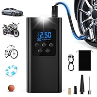 Singphere Elektrische Luftpumpe Akku – Leistungsstarker 45L/min Akku Kompressor für Auto, Fahrrad & Motorrad, Fahrradpumpe Elektrisch mit LED Licht, 6000mAh, 4 Modi für Reifen, Bälle & mehr