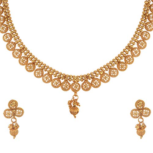 Kord Store Latest 1Gram Gold Plated Ball Chain South Indian Concept Chokar Jewellery Necklace Set Wedding Collection for Women and Girl