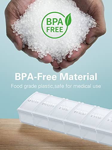 Large Pill Organizer Weekly, Barhon Daily Vitamin Case Box Large Capacity Compartments, 7 Day Pill Containers For Medicine Supplements Fish Oil #TOP2