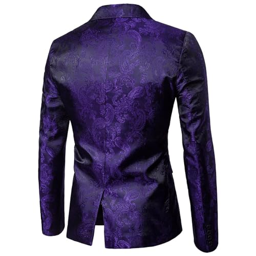 Mens Long Sleeve Turtle Neck Work Blazer with Formal Sequin Bling Slim Fit Paisley Single Breasted 1 Button Coat2