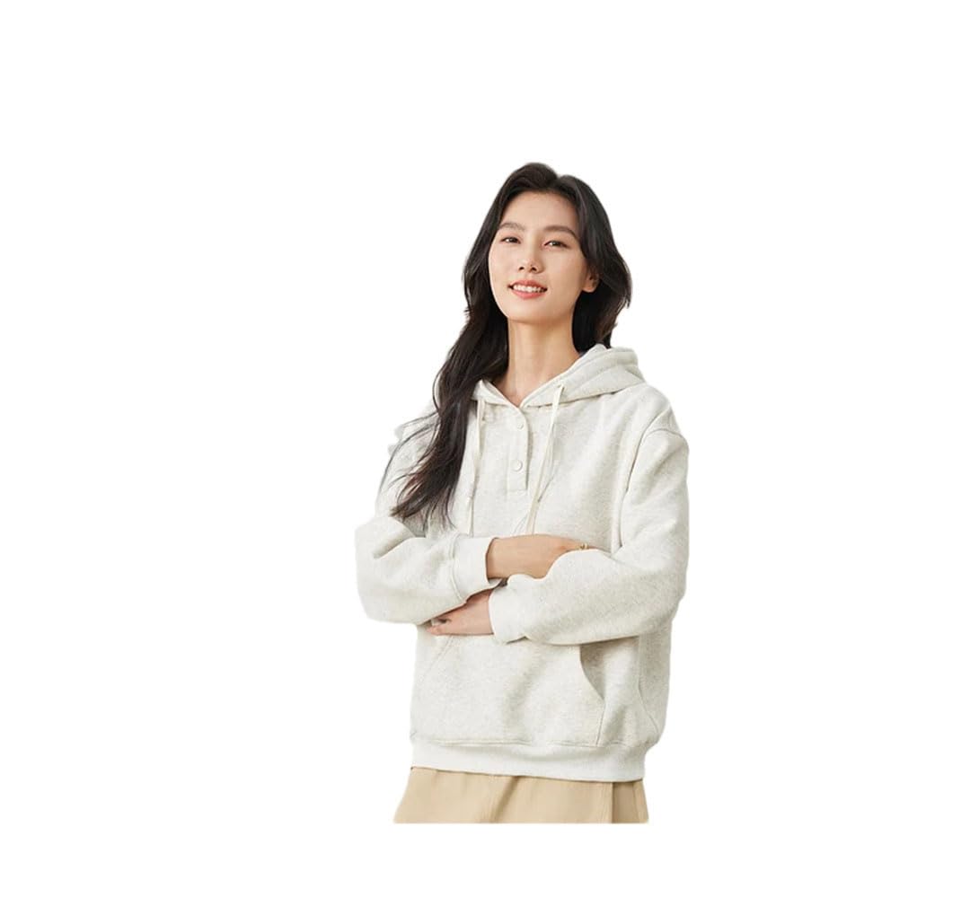 Sudadera con capucha gruesa de forro polar para mujer, color liso, holgada, de manga larga